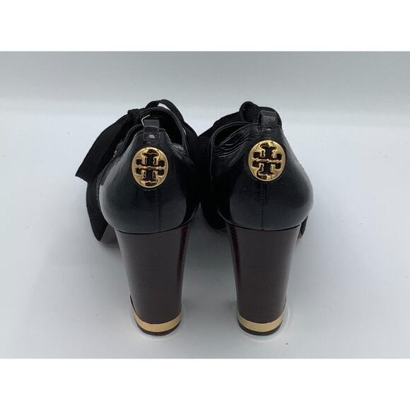 Tory Burch Size 8 High Heels Open Toe Gold Detailing Tie Open Toe Stylish - Picture 5 of 8